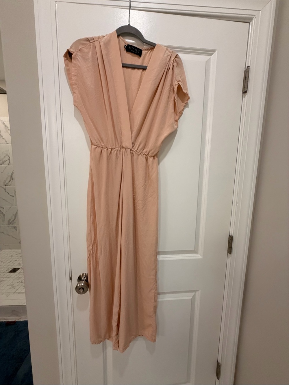 Myne Blush Pink Maxi Dress with V-Neck